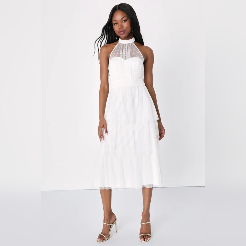 Lulus Elegant White Halter Dress